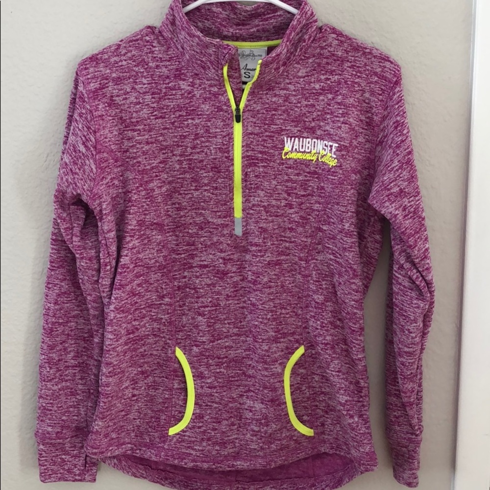 Small, College Pink Sweater w/ Neon Yellow Accents